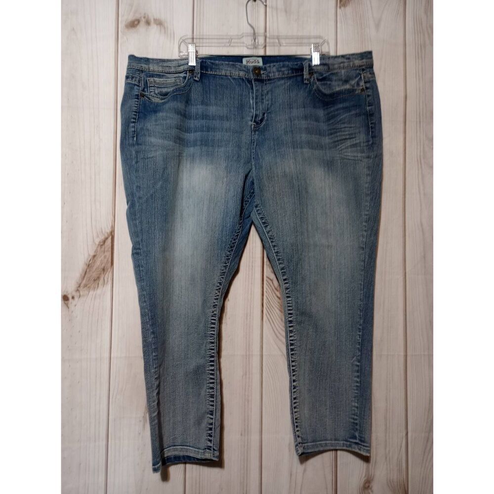 Mudd Womens Plus Size 24 Medium Wash Stretch Denim Cropped Jeans Ankle Pants